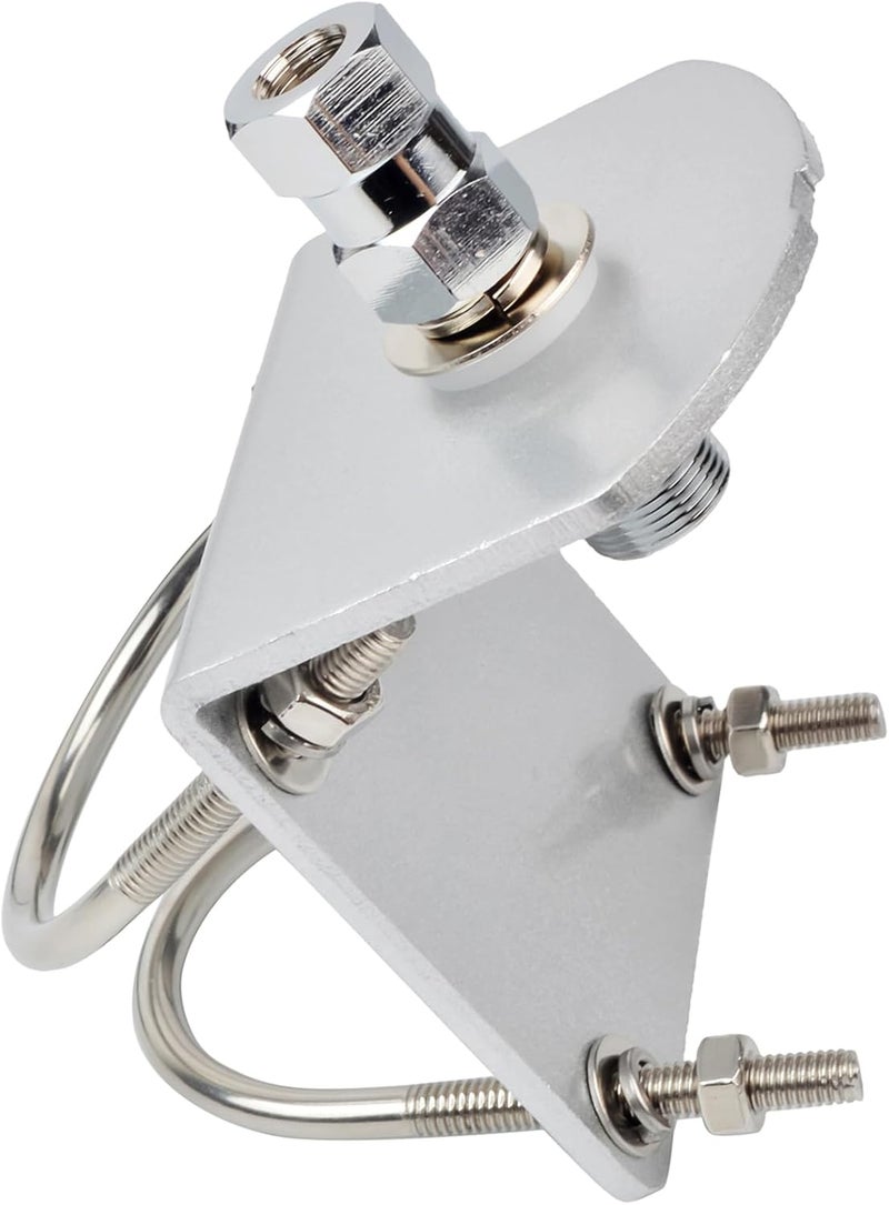 HYS Universal CB Antenna Mount W/ SO239 Stud, Antenna Mast Pole Mount Kits Heavy Duty 2pcs U-Bolt Clamp Bracket, L-Bracket with 10mm(APPR. 0.39inchs) Hole - Image 1